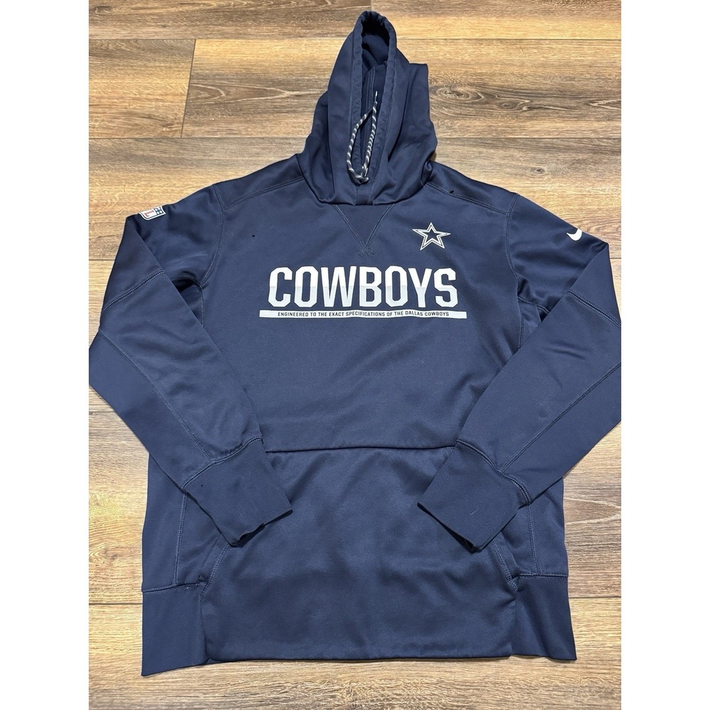 Men's Size Medium Nike Therma-Fit NFL Dallas Cowboys Hoodie Sweatshirt Blue Used